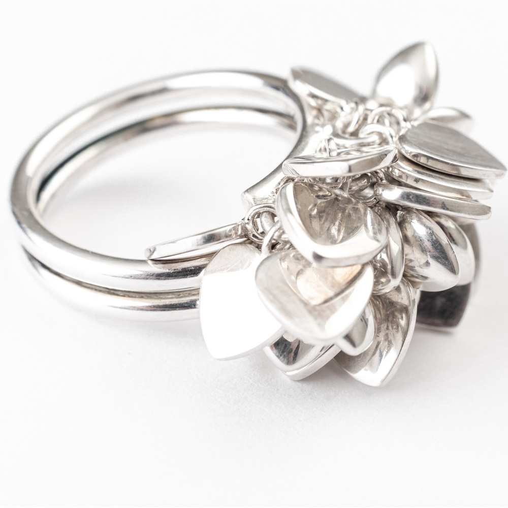 Vintage Statement Ring Heart Cluster Sterling Sil… - image 7